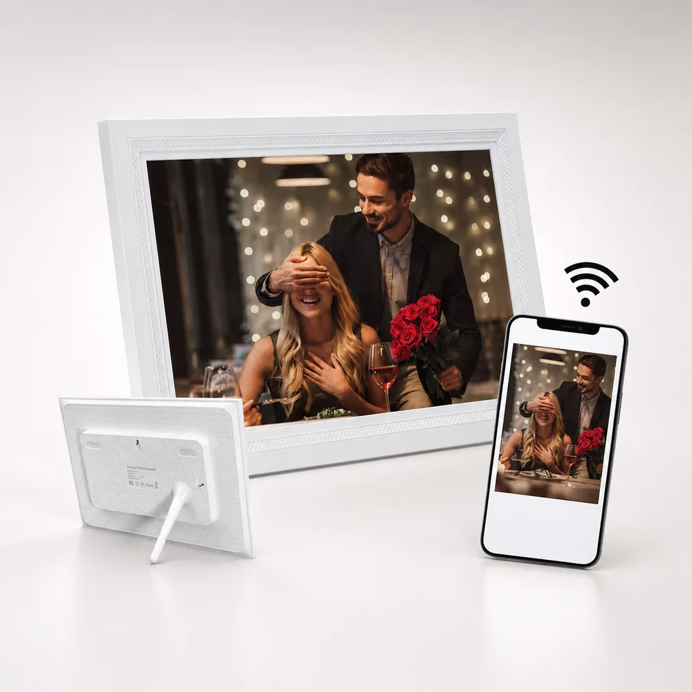 Ramă Foto Digitală WiFi 10,1” cu Frameo – ALB Păstrează Momentele Aproape, Oriunde Te-ai Afla
